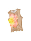 Floral Print Rhinestone Mesh Vest