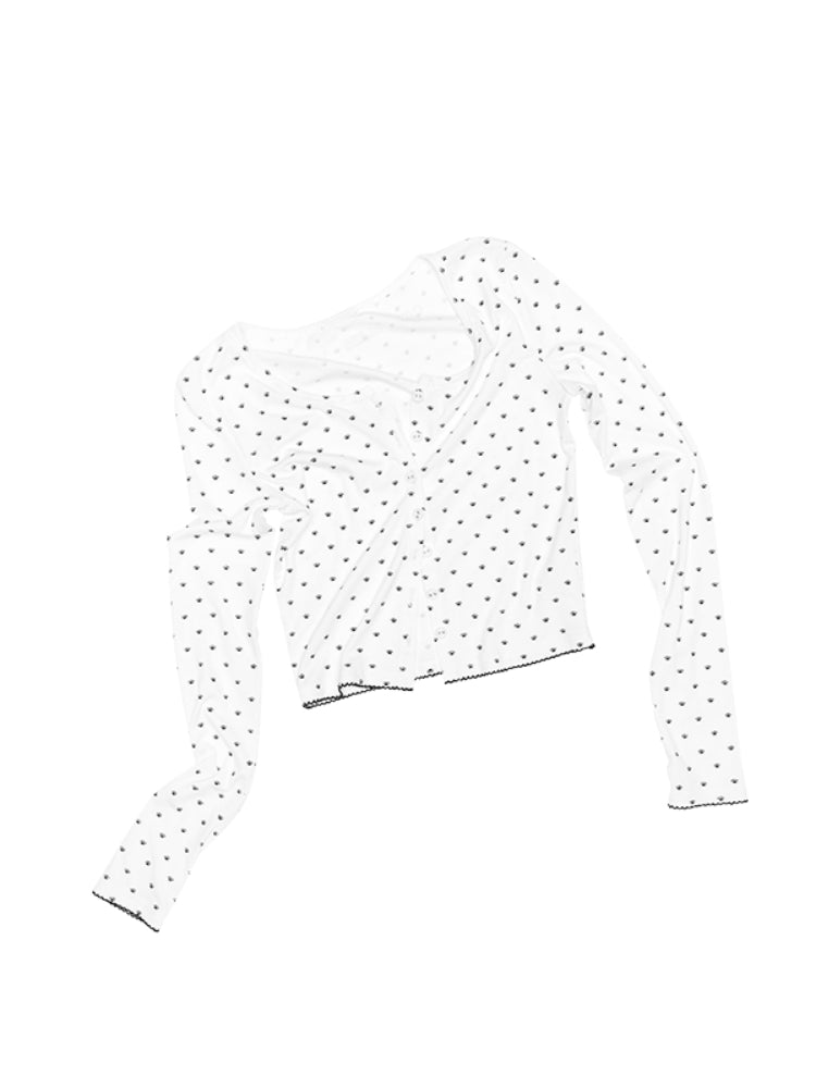 Cat Paw Trim Cardigan & Skirt Set