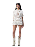 Medium-Sleeve Jacquard Shirt & Shorts Set