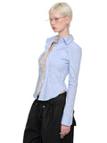 Faux Two-Piece Buttoned Slim Fit Shirt & Skirt Set