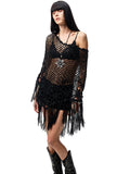 Hollow Out One-Piece Fringed Knit Shrug