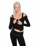 Cat Paw Trim Cardigan & Skirt Set