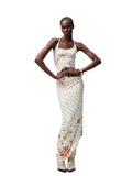 Floral All-Over Printed Big Round Neck Knotted Tank Top