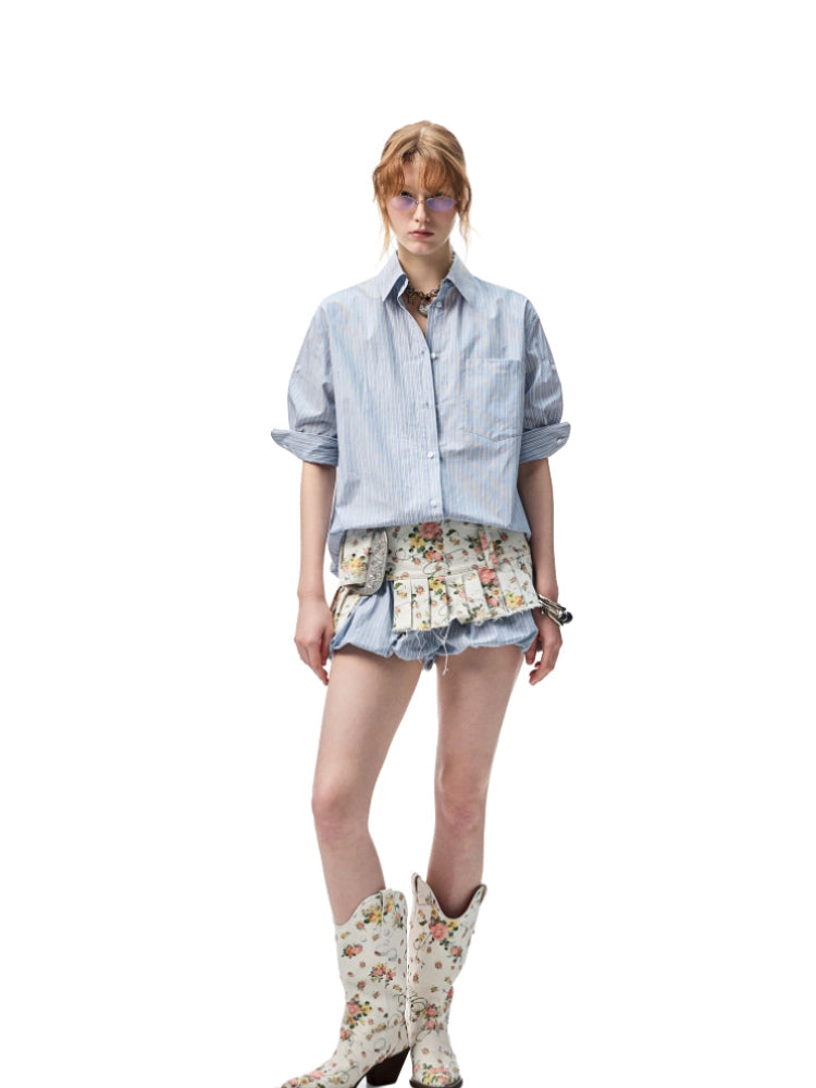 Mid Sleeve Loose-fit Shirt & Skirt Set