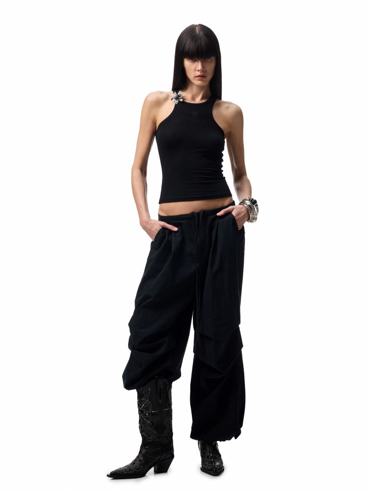 Basic Solid-Color Embroidered Slim-Fit?Vest