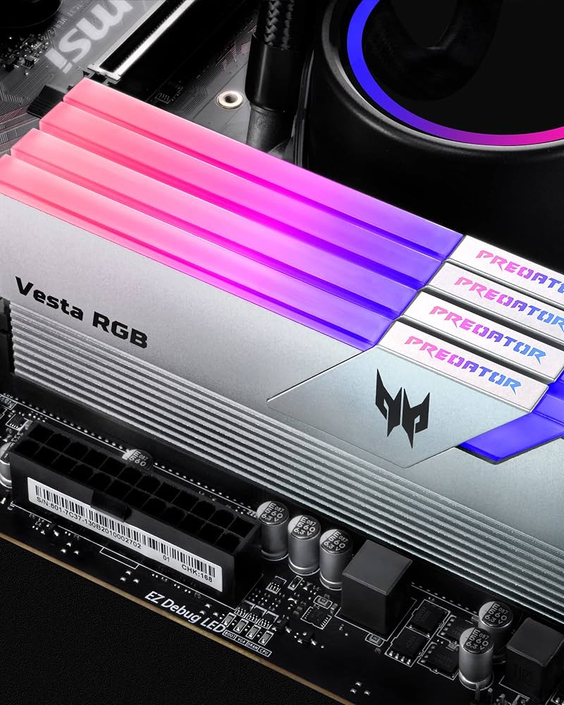 Комплект Acer Predator 32 ГБ (2 x 16 ГБ) VESTA II RGB Silver BL.9BWWR.366 DDR5 6000 МГц CL30 Память AMD EXPO и Intel XMP 3.0 (RM-AV5D32W) 
