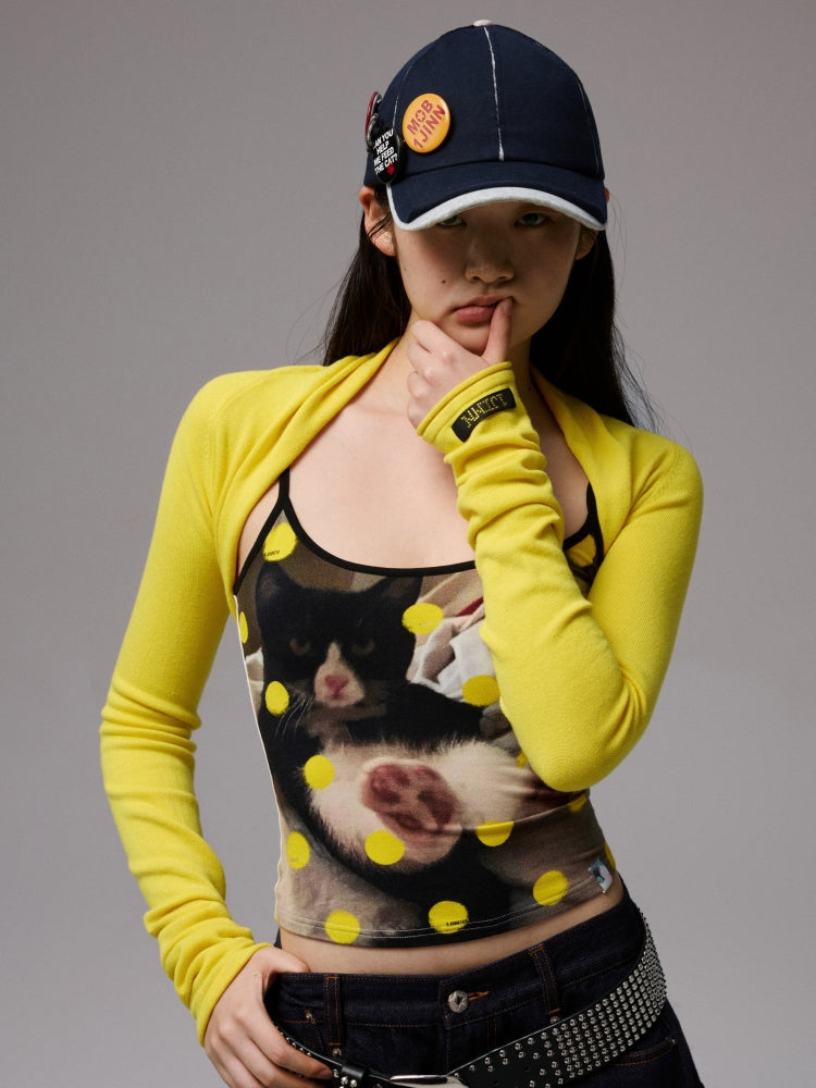 Polka Dot Cat Dog Color-Blocking Camisole