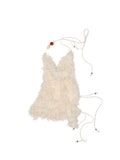 V-Neck Beaded Draped Collar Halter Cami Top