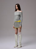Rhinestone One-Shoulder Long-Sleeve T-Shirt
