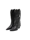 Cowhide Embroidered Mid-Cylinder Western Rider Boots