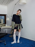 Fake Two-Piece Contrast Color Loose Striped?T-Shirt