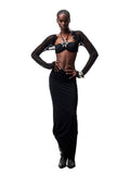 Hollow-Out Knitted Cropped Long-Sleeve Cover-Up