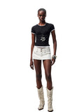 Fake Two-piece Color-Blocking Slightly Sheer T-Shirt