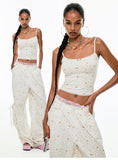 Pleated Lace Waist-cinched Tank Top