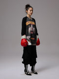 Printed Knitted Raglan-Sleeve T-Shirt