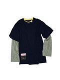 Fake Two-Piece Contrast Color Loose Striped?T-Shirt