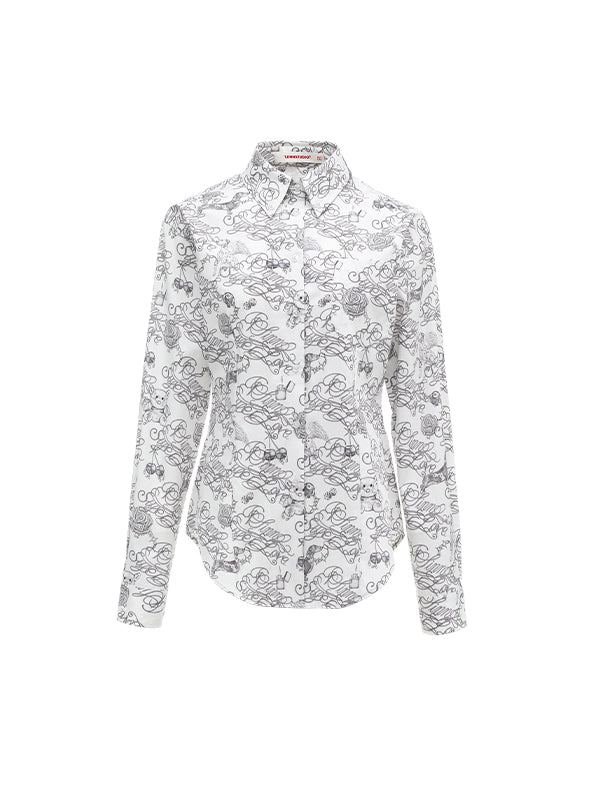 Black & White Tattoo Print Shirt