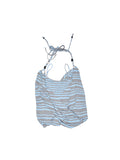 Blue-Gray Striped Two-Way Beaded Swing Collar Tank Top