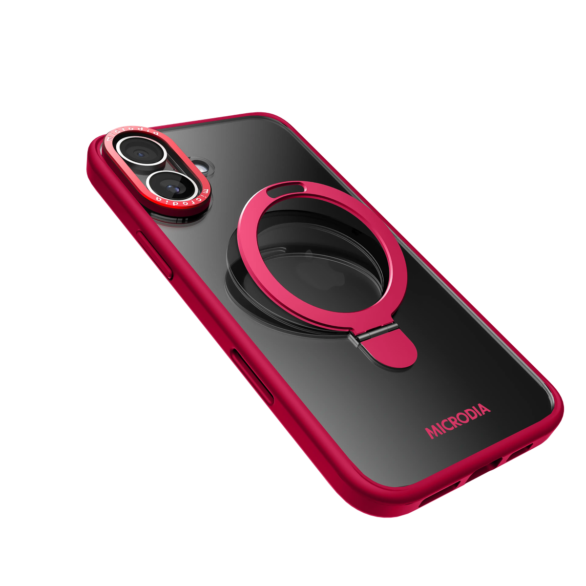 Матовый защитный чехол для iPhone MICRODIA CRYSTAL RING с подставкой - Ruby Fusion