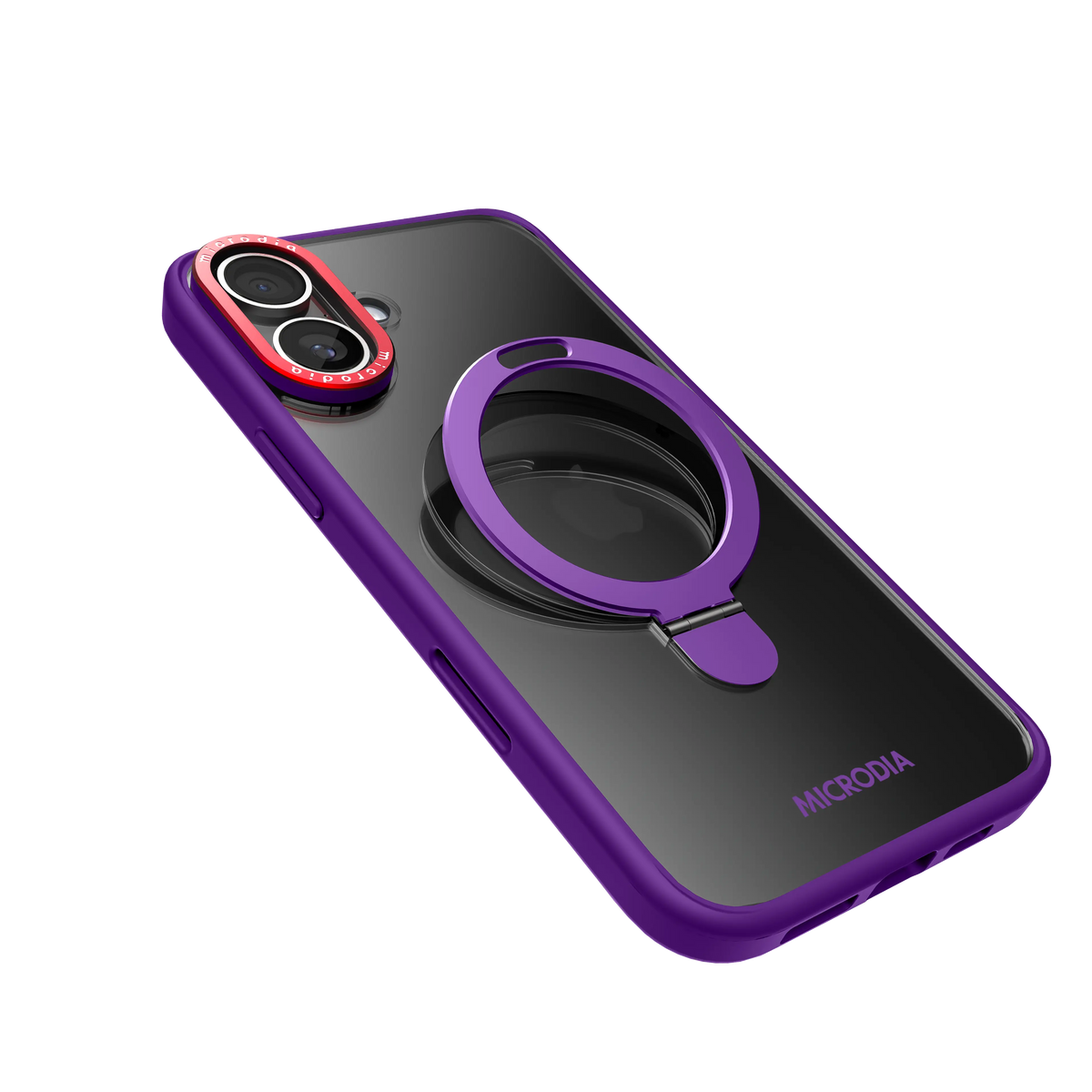 Матовый защитный чехол для iPhone с подставкой MICRODIA CRYSTAL RING - темно-фиолетовый