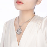 Auspicious Flower Filigree Inlay Locket Pendant Necklace Gold