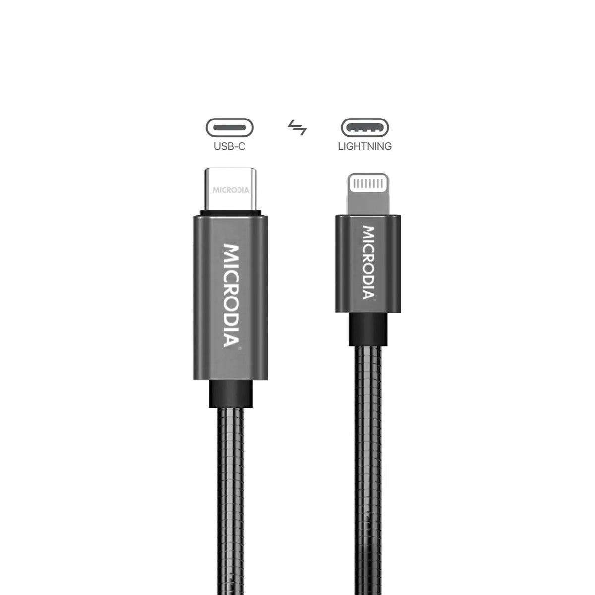 Кабель для зарядки и синхронизации MICRODIA ExeCable™ Steel PD60W USB-C — Lightning