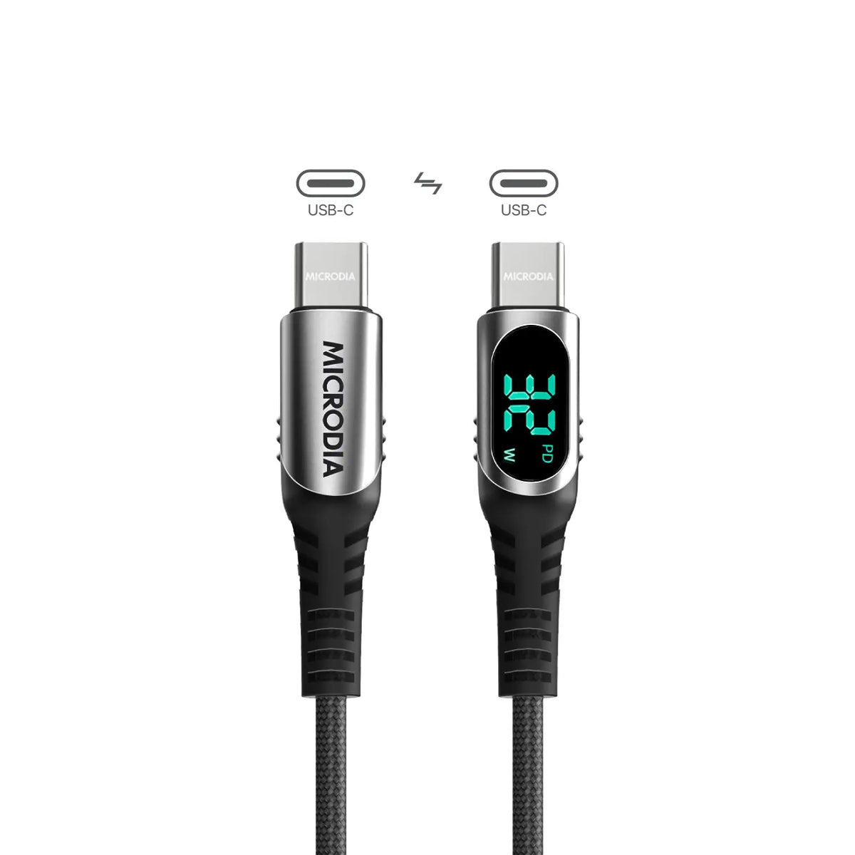 Кабель MICRODIA ExeCable™ с цифровым дисплеем PD60W / 100W USB-C — USB-C для зарядки и синхронизации с дисплеем мощности зарядки