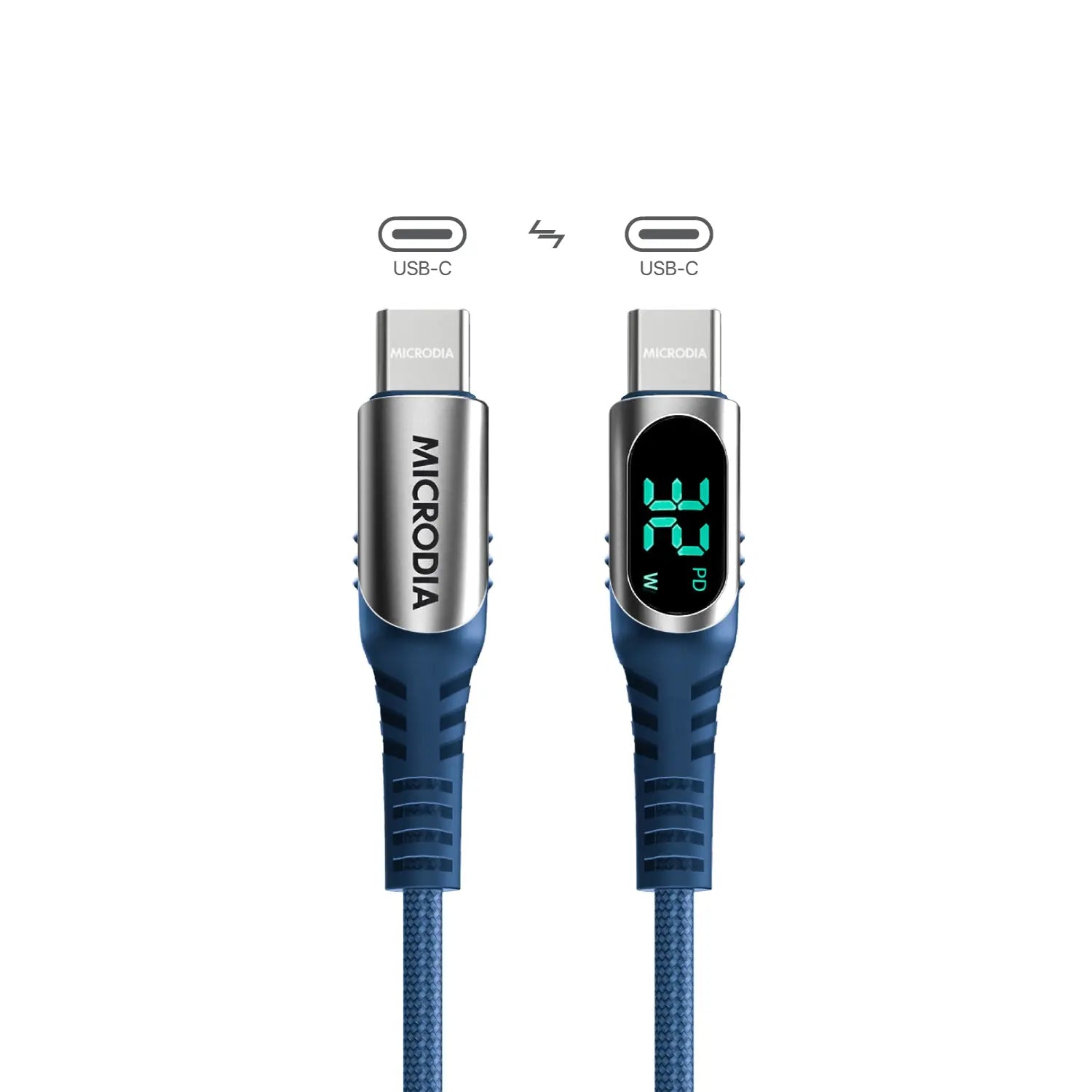 Кабель MICRODIA ExeCable™ с цифровым дисплеем PD60W / 100W USB-C — USB-C для зарядки и синхронизации с дисплеем мощности зарядки