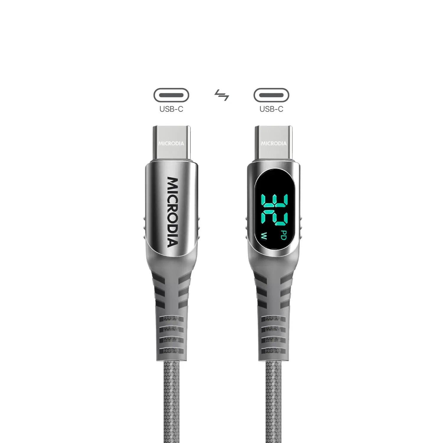 Кабель MICRODIA ExeCable™ с цифровым дисплеем PD60W / 100W USB-C — USB-C для зарядки и синхронизации с дисплеем мощности зарядки