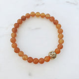 Beaded Lotus Orange Aventurine Bracelet 6mm