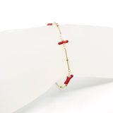 Браслет из позолоченной ветки красного коралла и жемчуга