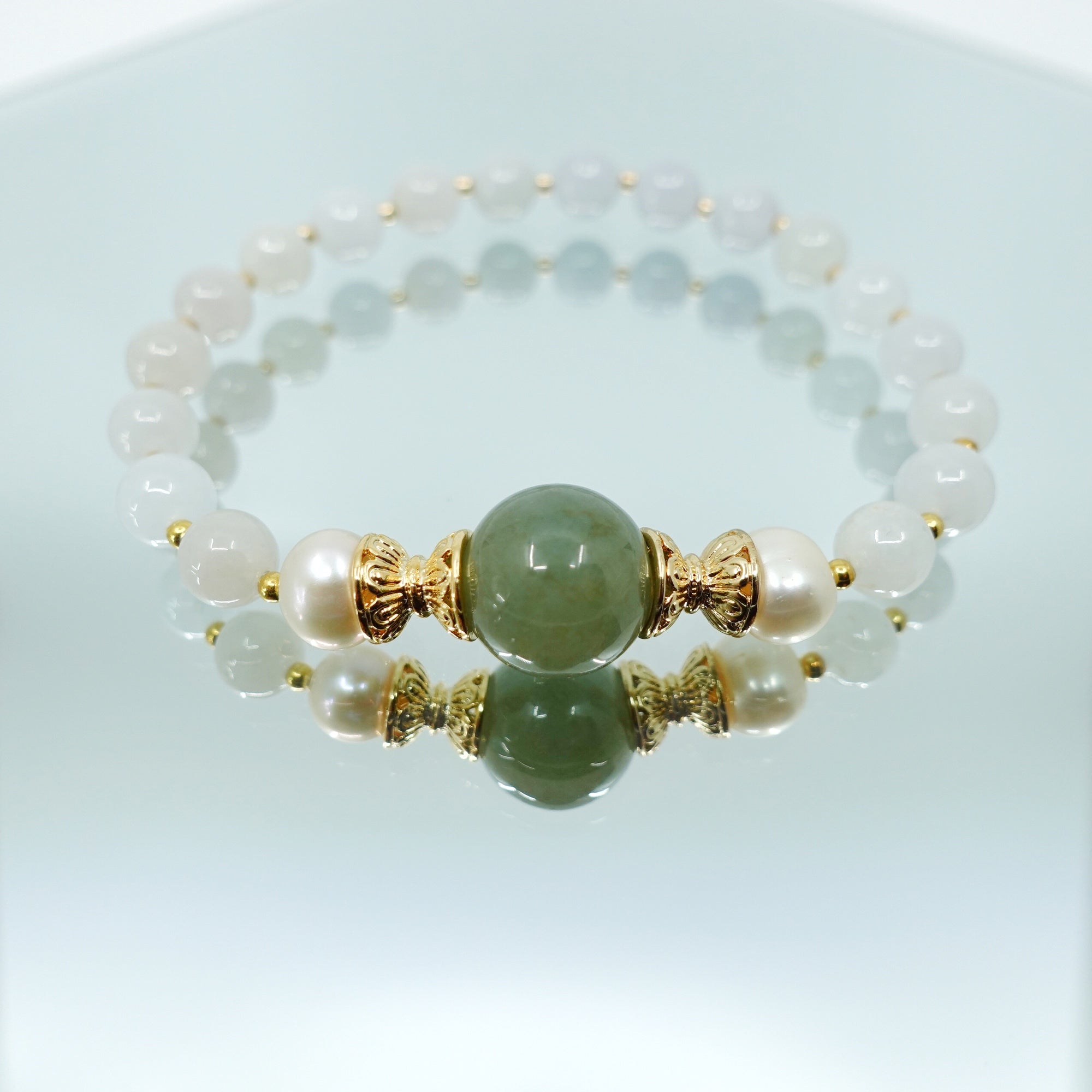 Beaded Mint Jadeite Bracelet