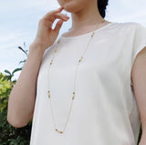 Длинное ожерелье с девятью драгоценными камнями земляного тона