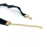 Black Velvet Choker Necklace with Gold Adjustable Chain
