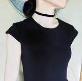 Black Velvet Choker Necklace with Gold Adjustable Chain