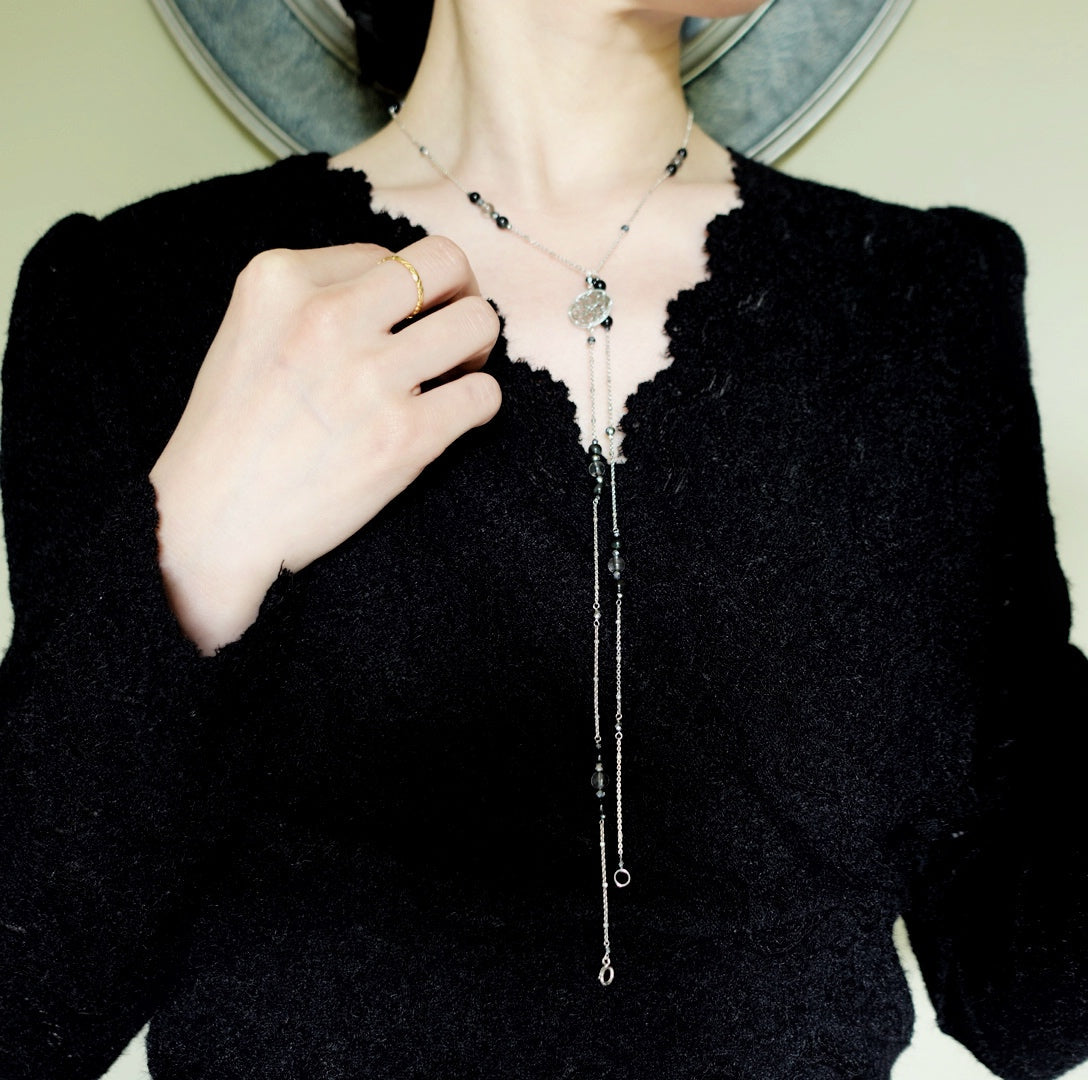 The Nine Gray Gemstone Necklace in Sterling Silver