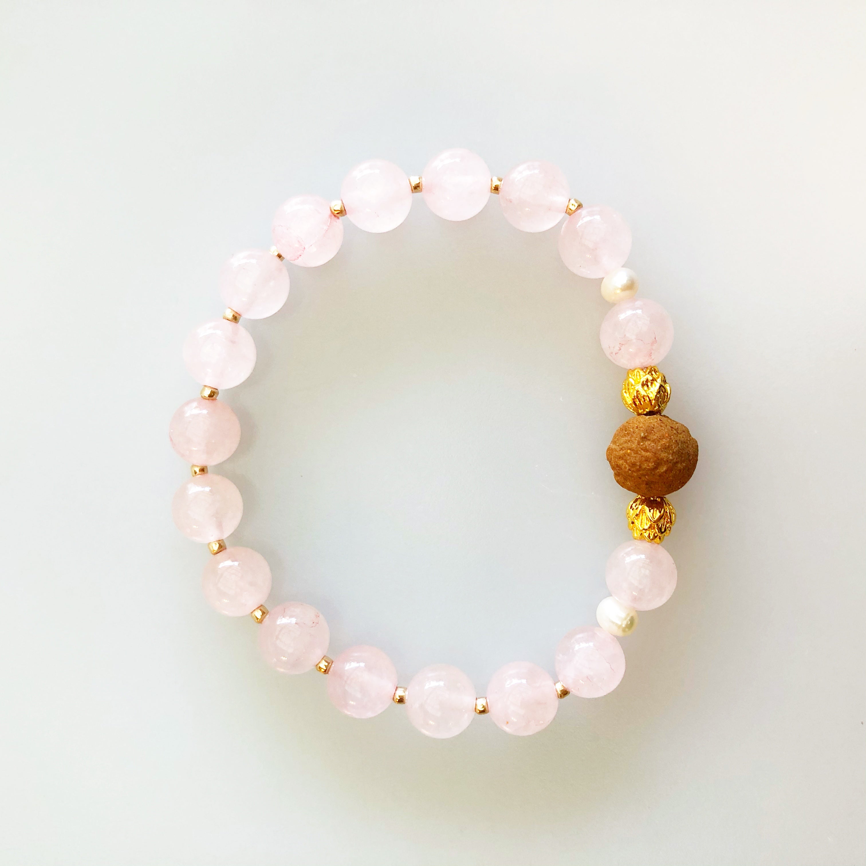 Vintage Style 8mm Rose Quartz Herbal Bracelet