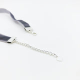 Silver Velvet Choker Necklace with Silver Adjustable Chain