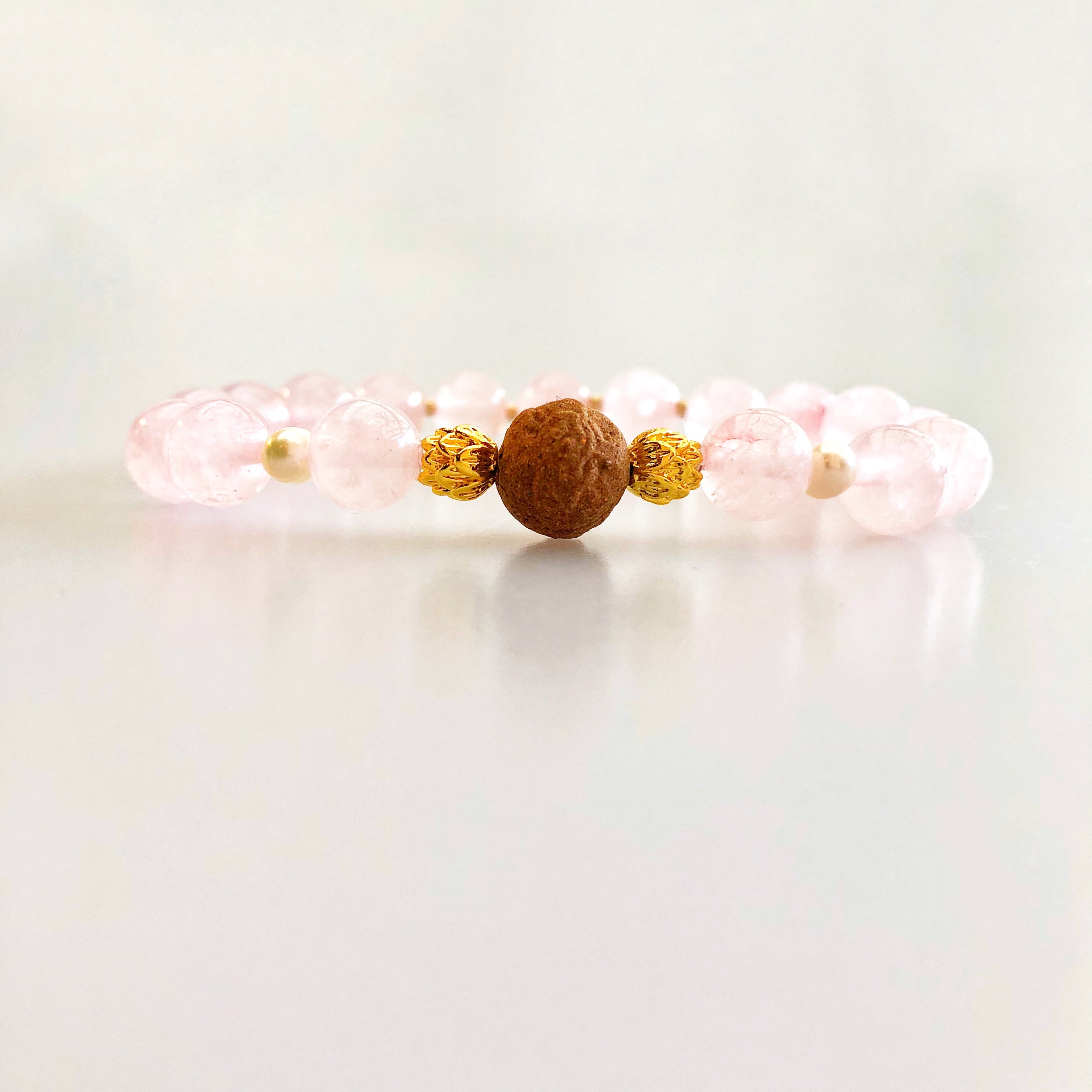 Vintage Style 8mm Rose Quartz Herbal Bracelet
