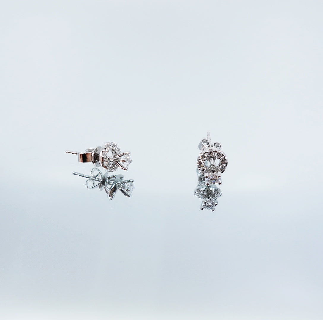 New York Pavé Ring Diamond Studs Silver 