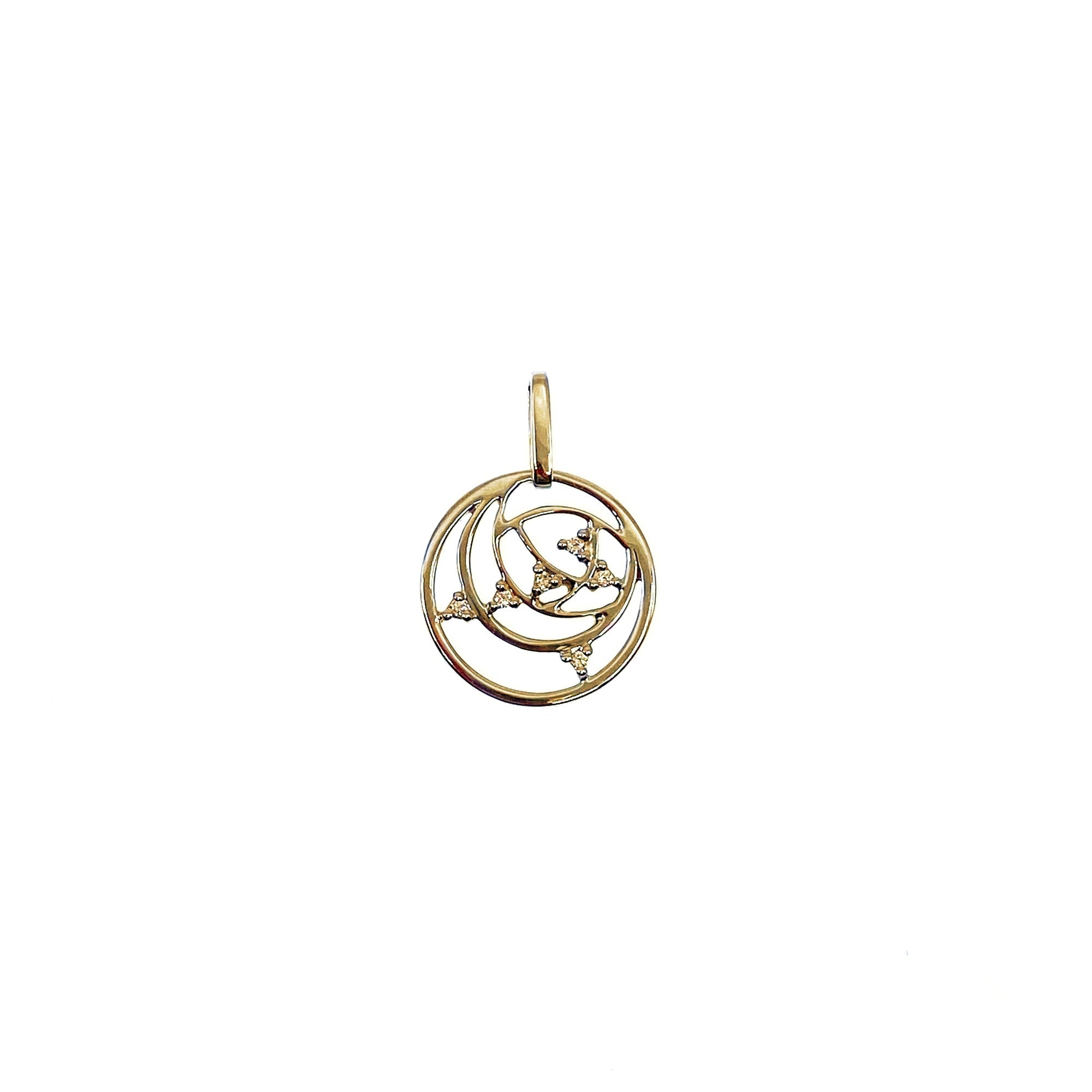 Star Orbit Diamond Coin Pendant Silver