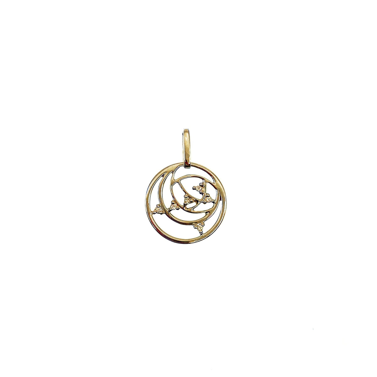 Star Orbit Diamond Coin Pendant Silver