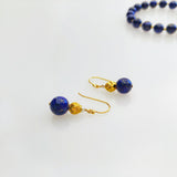 Gold Lotus Lapis Earrings