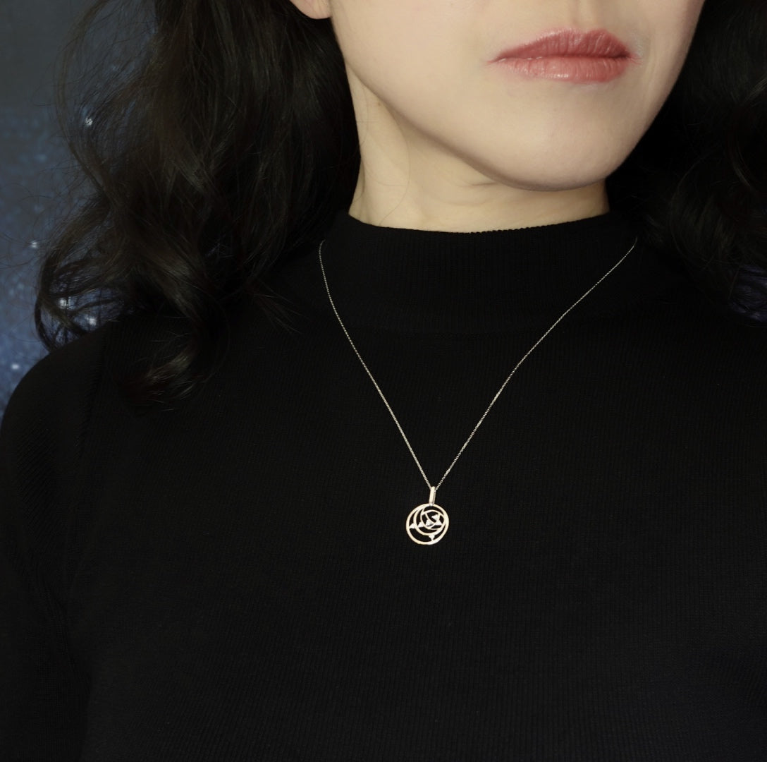 Star Orbit Diamond Coin Pendant Silver