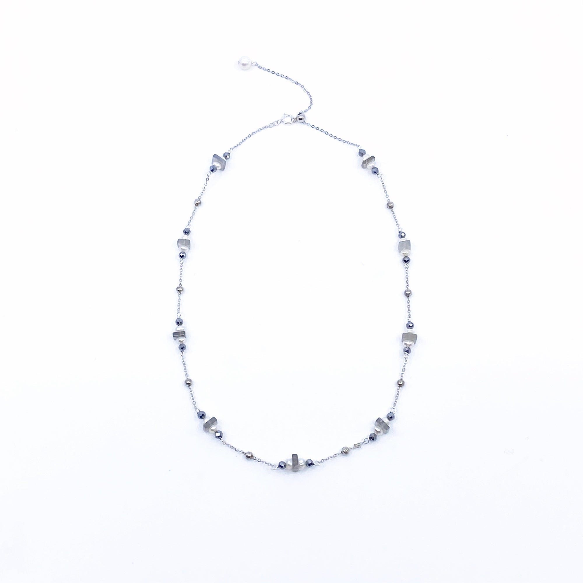 The Nine Gray Gemstone Choker Necklace and Earrings Set