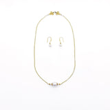 The Nine Gold Pearl Necklace and Earrings Set