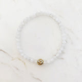 Beaded Moonstone Lotus Bracelet 4mm