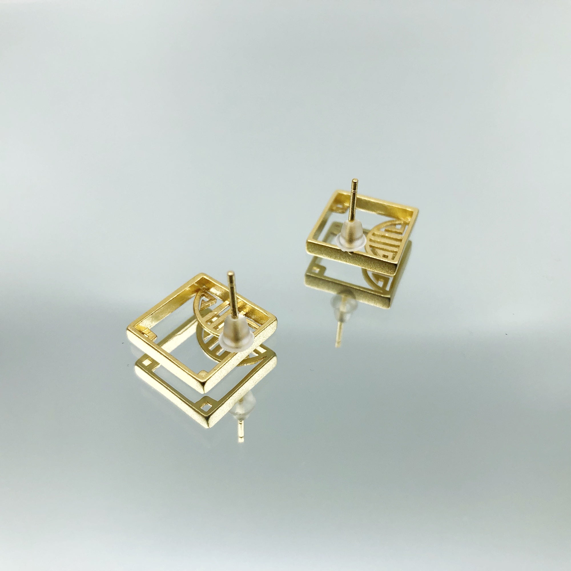 Gold Square Studs
