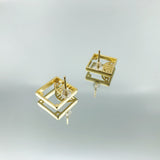 Gold Square Studs