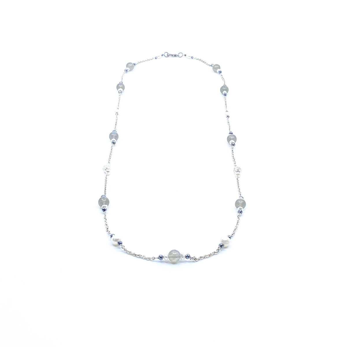 The Nine Gray Moonstone Necklace in Sterling Silver